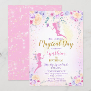 Invitation Fée Rose Anniversaire Fairy Garden