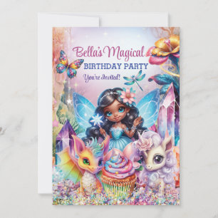 Invitation Fée Sirène Fête d'Anniversaire Magique
