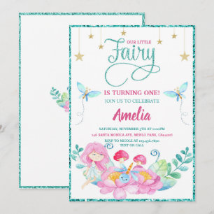 Invitation Fée Whimsical Premier Anniversaire Magique