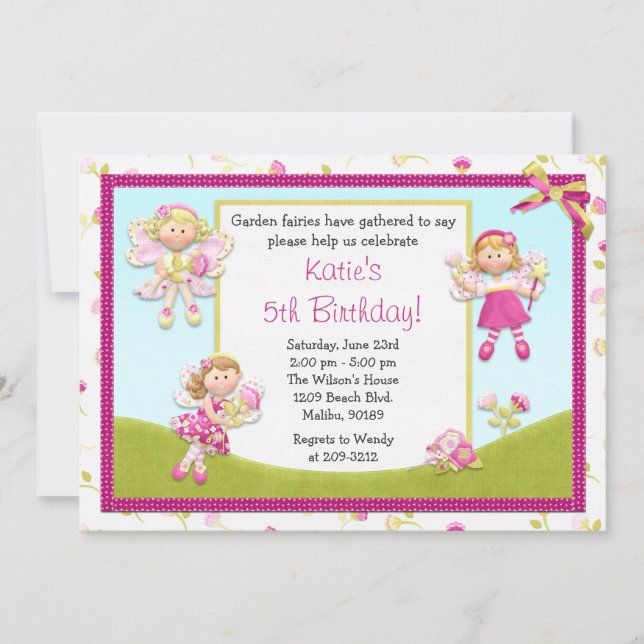 Invitation féerique de fête d'anniversaire (Devant)