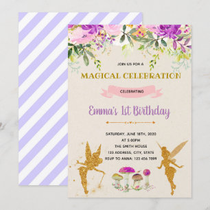 Invitation féerique pourpre d'anniversaire de