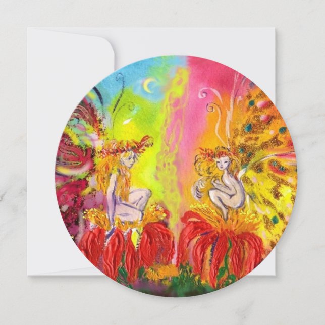 Invitation FÉES DE L'AUBE , Paillettes Bleues Magiques Dorées (Devant)