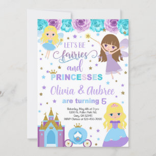 Invitation Fées & princesse filles l'invitation des frères et