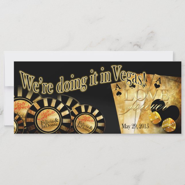 Invitation Felicia Champagne Pailleté Las Vegas Mariage Delux (Devant)