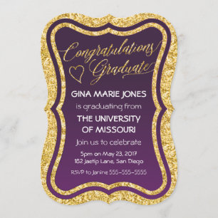 Invitation Félicitations à Gold Foil pour l'invitation de dip