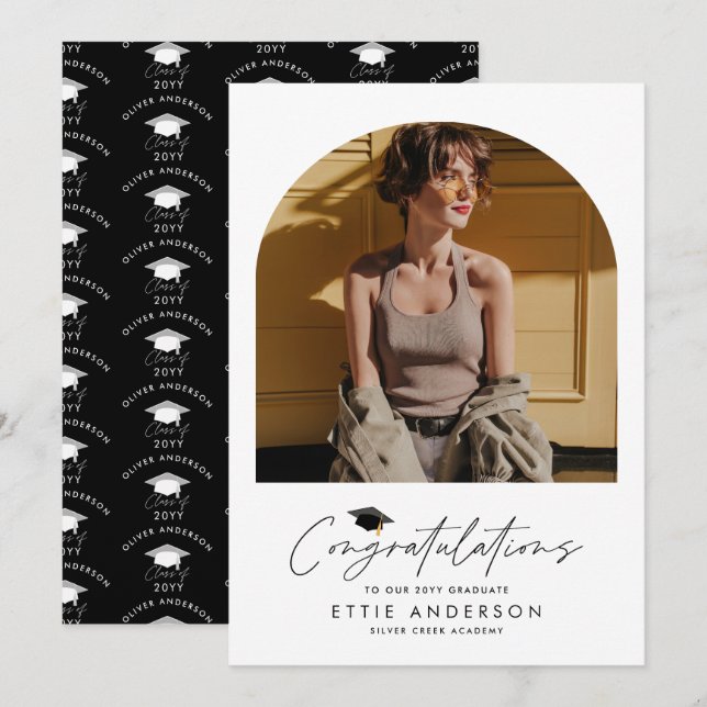 Invitation Félicitations à la fin de l'année photo simple mod (Devant / Derrière)