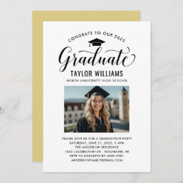 Invitation Félicitations à nos diplômés en noir Script photo