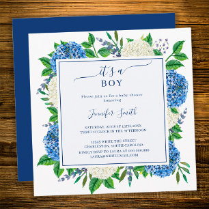 Invitation Félicitations Fleurie Hydrangea C'est un Garçon Ba