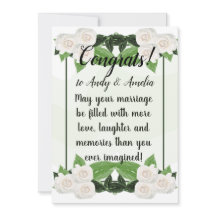 Félicitations Green White Roses Card