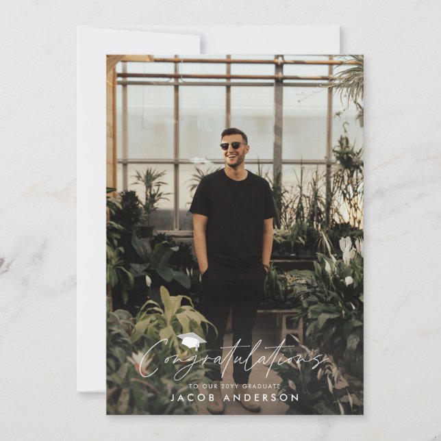 Invitation Félicitations pour la finition simple bleu poussié (Devant)