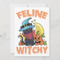 Feline Witchy Funny Éffrayant Halloween Chat Kitte