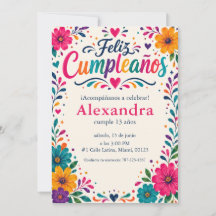 Feliz Cumpleaños personnalisé Fête florale espagno