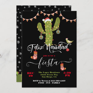 Invitation Feliz Navidad Christmas Cactus Party