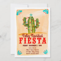 Feliz navidad Fiesta Cactus sur Chalkboard Invitat