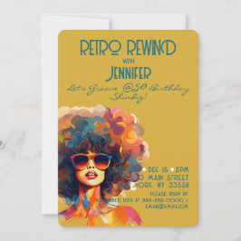 Invitation Female Retro Rewind 50e Anniversaire Shindig Party
