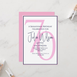 Invitation Féminin Chic Rose 70e Anniversaire