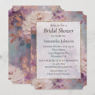 Invitation Féminin Or Blanc Floral Violet