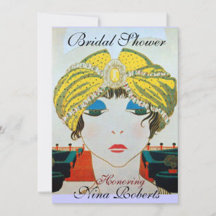 INVITATION FEMME AU TURBAN JAUNE ORIENTAL LANCEMENT DE MARIAG