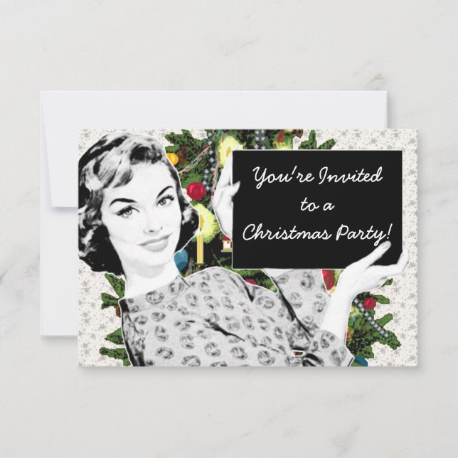 Invitation Femme aux signes de Noël des années 1950 (Devant)