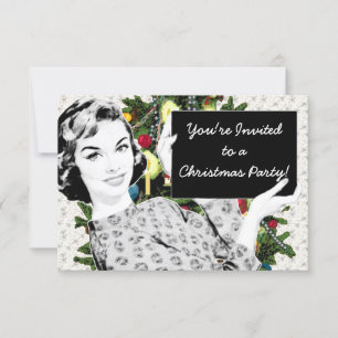 Invitation Femme aux signes de Noël des années 1950