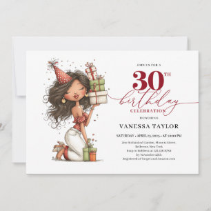 Invitation Femme de dessin animé excentrique 30e anniversaire