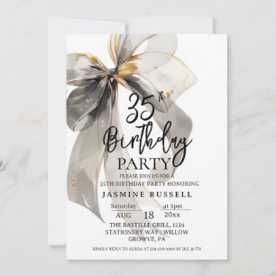 Invitation Femme de la fête d'anniversaire de Black Bow