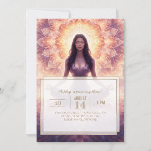 Invitation Femme de méditation mandala lumineuse Nom personna
