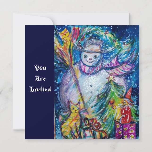 Invitation FEMME DE NEIGE AVEC JOUETS, Fête de Noël (Devant)