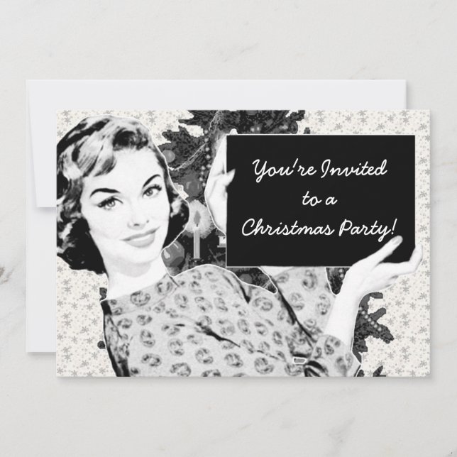 Invitation Femme des années 1950 avec un signe de Noël V2 (Devant)