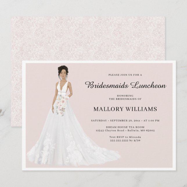 Invitation Femme d'honneur Luncheon (Devant / Derrière)