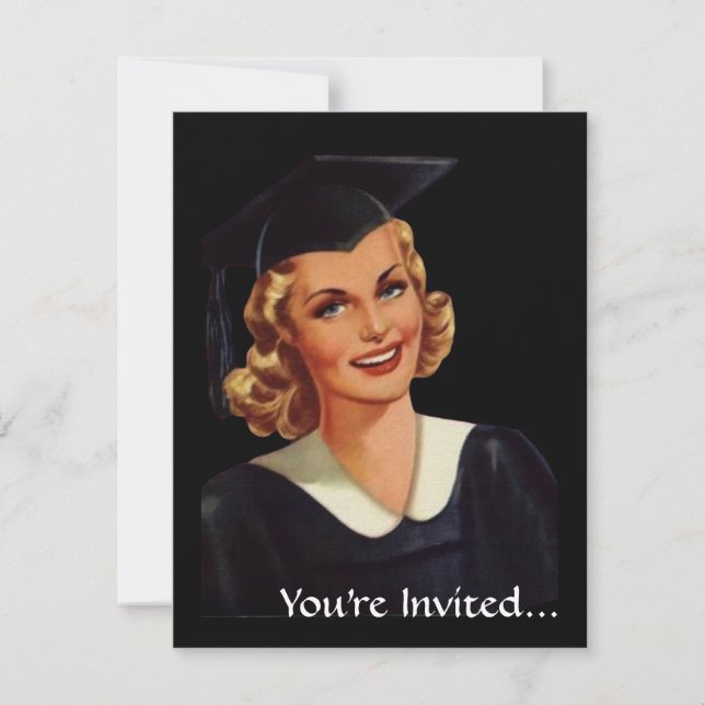Invitation Femme diplômée du Vintage College (Devant)
