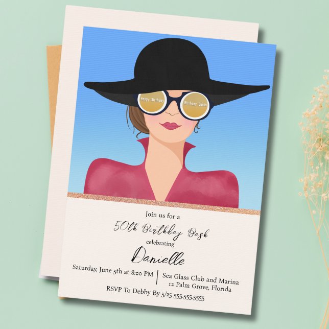 Invitation Femme Élégante En Lunettes De Soleil Anniversaire (Créateur téléchargé)