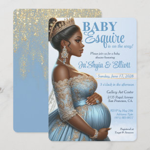 Invitation Femme ethnique élégante Baby Shower Royal bleu et