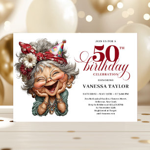 Invitation Femme fantaisiste tendance 50e anniversaire humour