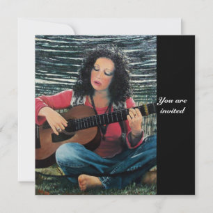 Invitation Femme Jouant De La Musique Avec Guitare Acoustique