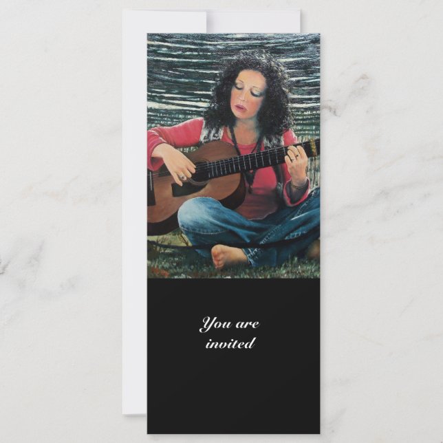 Invitation Femme Jouant De La Musique Avec Guitare Acoustique (Devant)