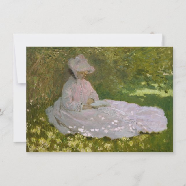Invitation Femme Lecture Springtime Monet (Devant)