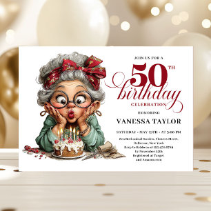 Invitation Femme originale douce 50e anniversaire humour fant