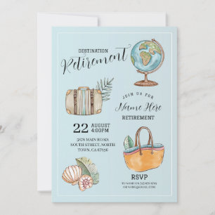 Invitation Femme Retraite Travel Party World Suitcase