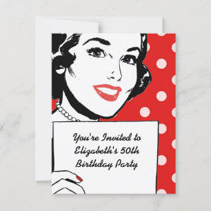 Invitation Femme rétro avec un signe Anniversaire