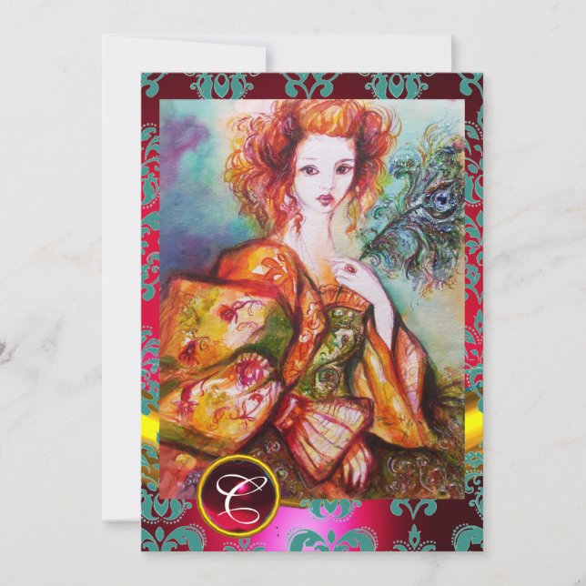 Invitation FEMME ROMANTIQUE AVEC PÂTE DE PÂTE ÉCLAIRANTE, Rou (Devant)