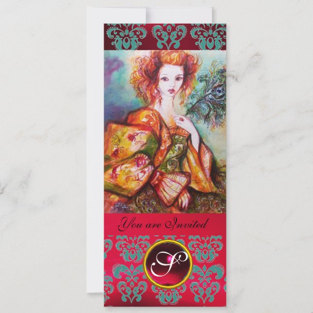 Invitation FEMME ROMANTIQUE AVEC PÂTE DE PÂTE ÉCLAIRANTE, Rou (Devant)