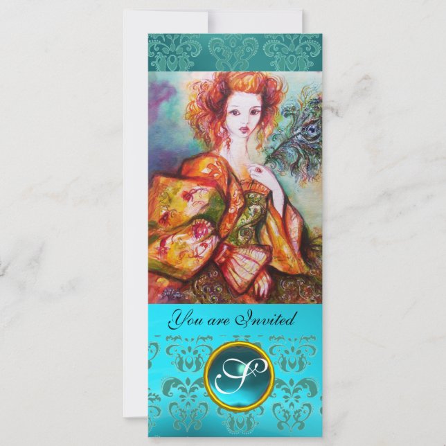 INVITATION FEMME ROMANTIQUE AVEC PÂTE DE PEACOCK ÉCLANTE (Devant)