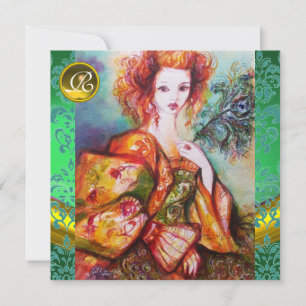 INVITATION FEMME ROMANTIQUE AVEC PÂTE DE PEACOCK ÉCLANTE