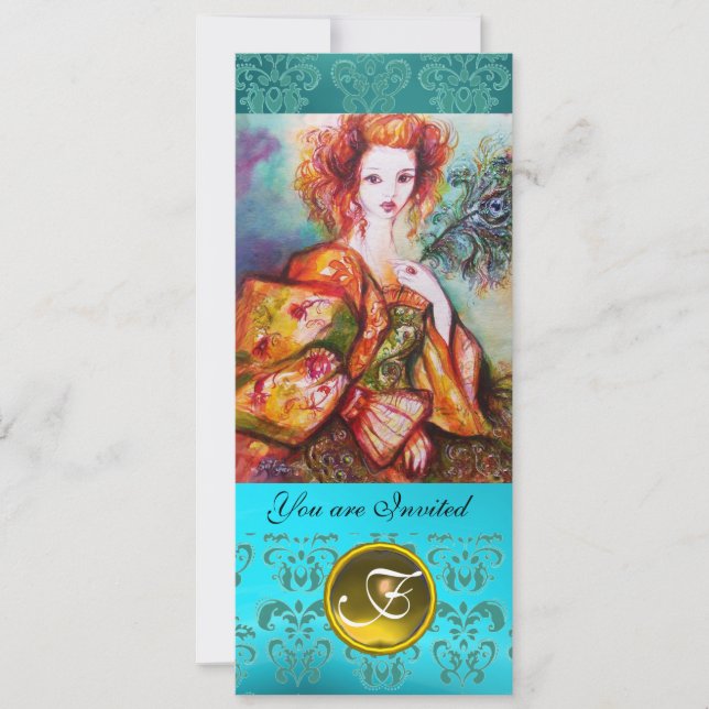 INVITATION FEMME ROMANTIQUE AVEC PÂTE DE PEACOCK ÉCLANTE (Devant)