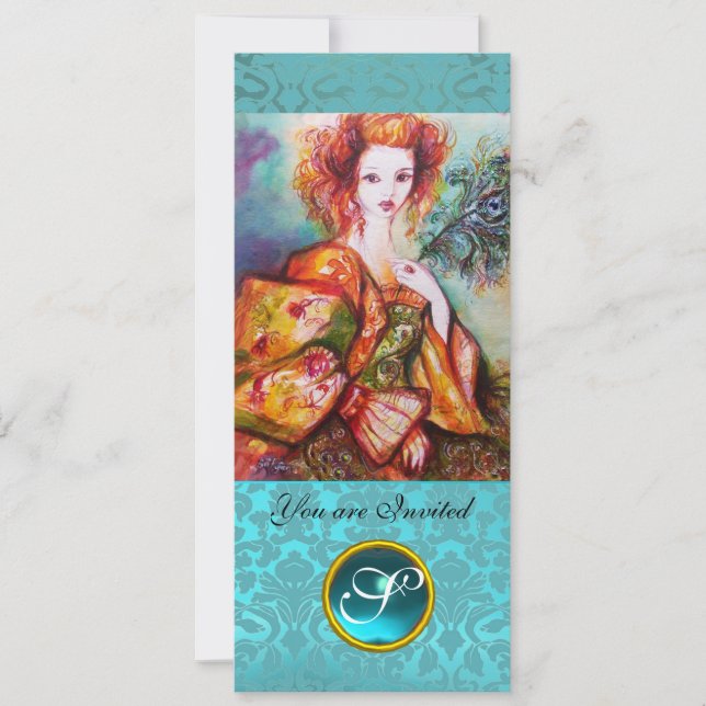 INVITATION FEMME ROMANTIQUE AVEC PÂTE DE PEACOCK ÉCLANTE (Devant)