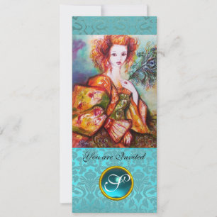 INVITATION FEMME ROMANTIQUE AVEC PÂTE DE PEACOCK ÉCLANTE