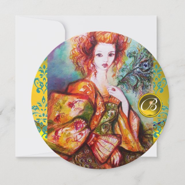 INVITATION FEMME ROMANTIQUE AVEC PÂTE DE PEACOCK ÉCLANTE (Devant)