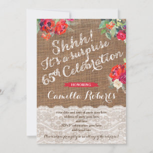 Invitation Femme surprise 65e anniversaire Invitations, Red R