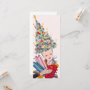 Invitation Femme Vintage avec un Chapeau en Forme d'Arbre de 